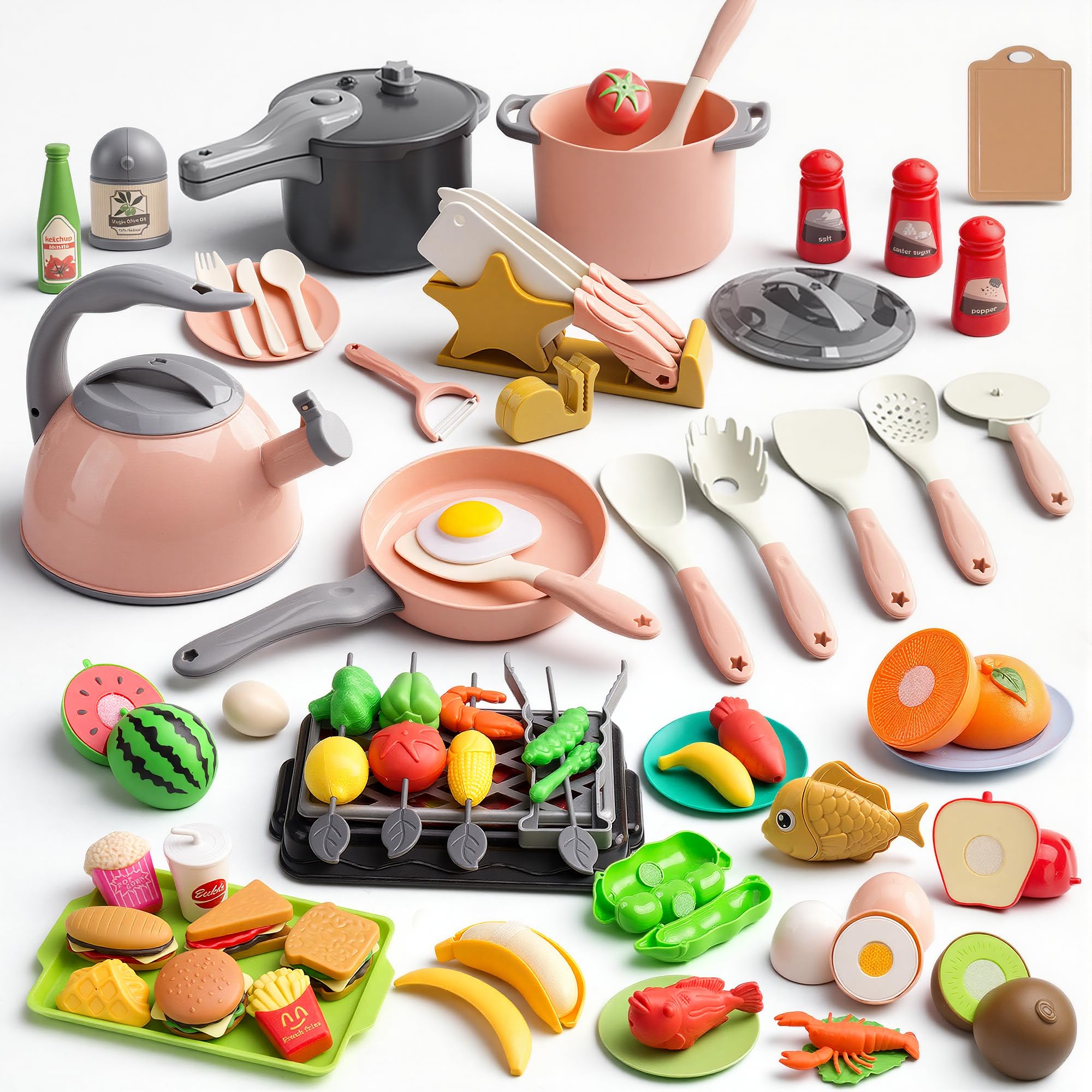 105Pcs Kids Kitchen Toy Accessories, Toddler P