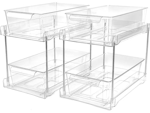 2Pack 2-Tier Bathroom Storage Organizer, Clear