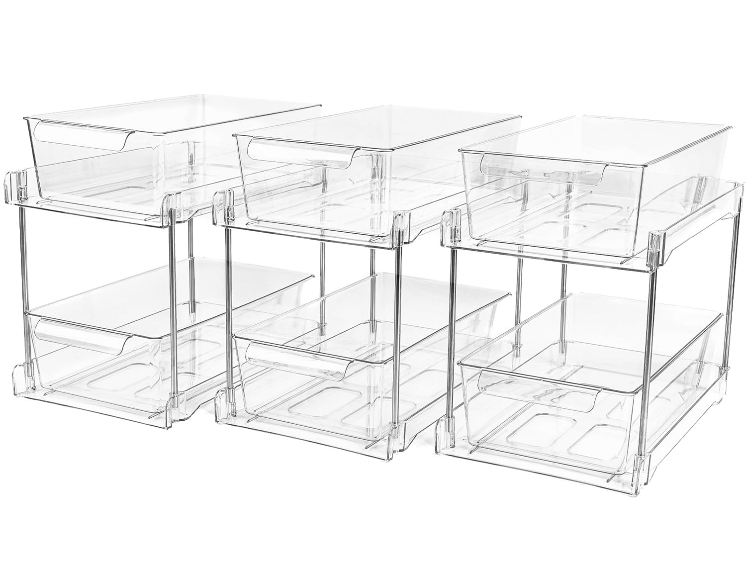 3Pack 2-Tier Bathroom Storage Organizer, Clear