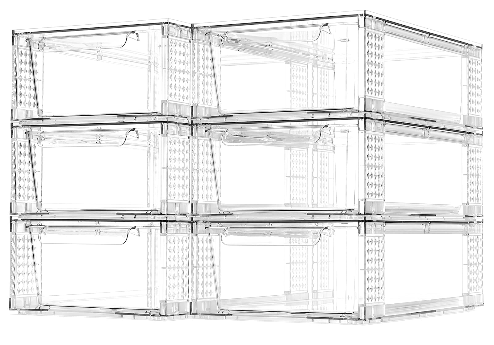 6 Pack Clear Stackable Storage Drawers, 3.95"