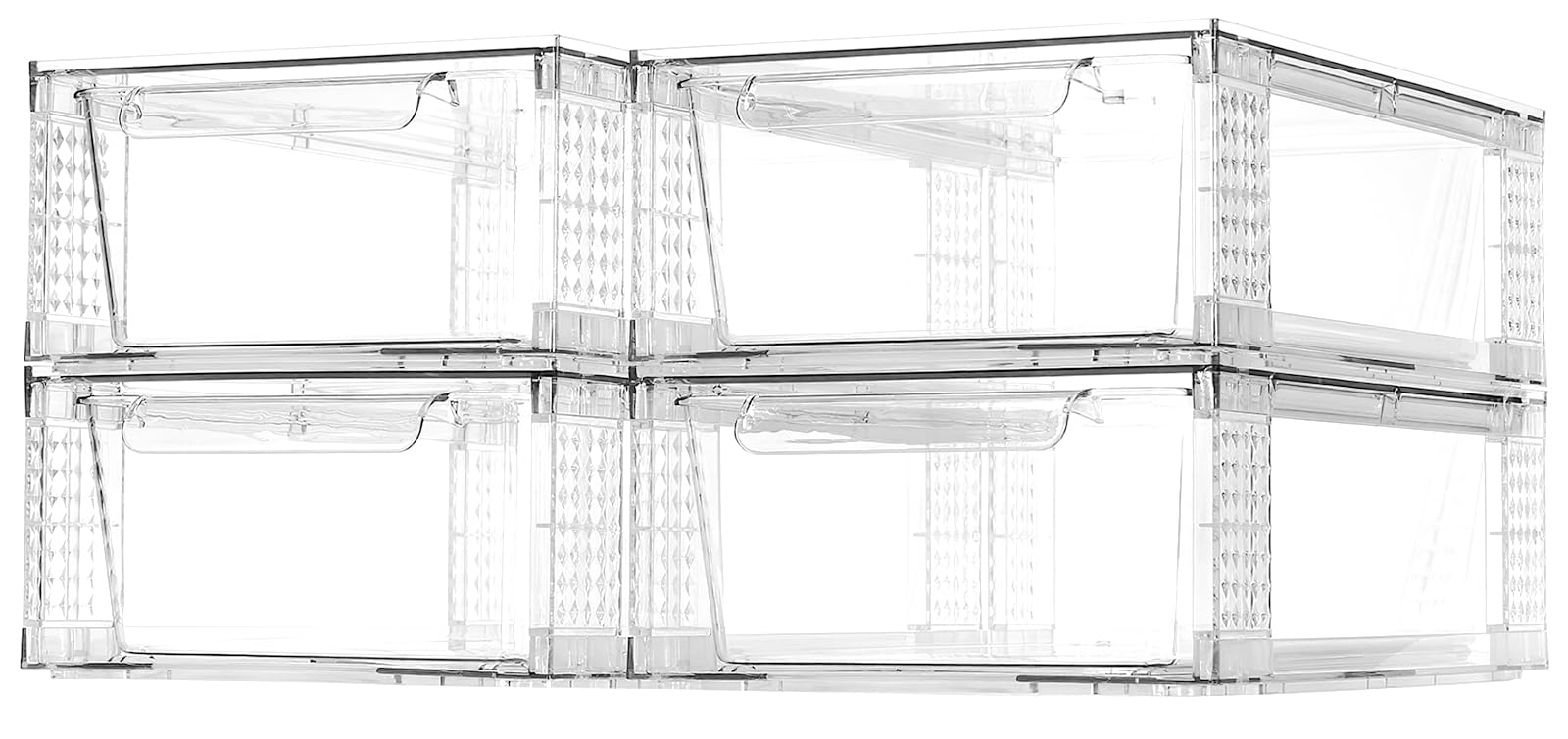 2 Pack Clear Stackable Storage Drawers, 3.95"