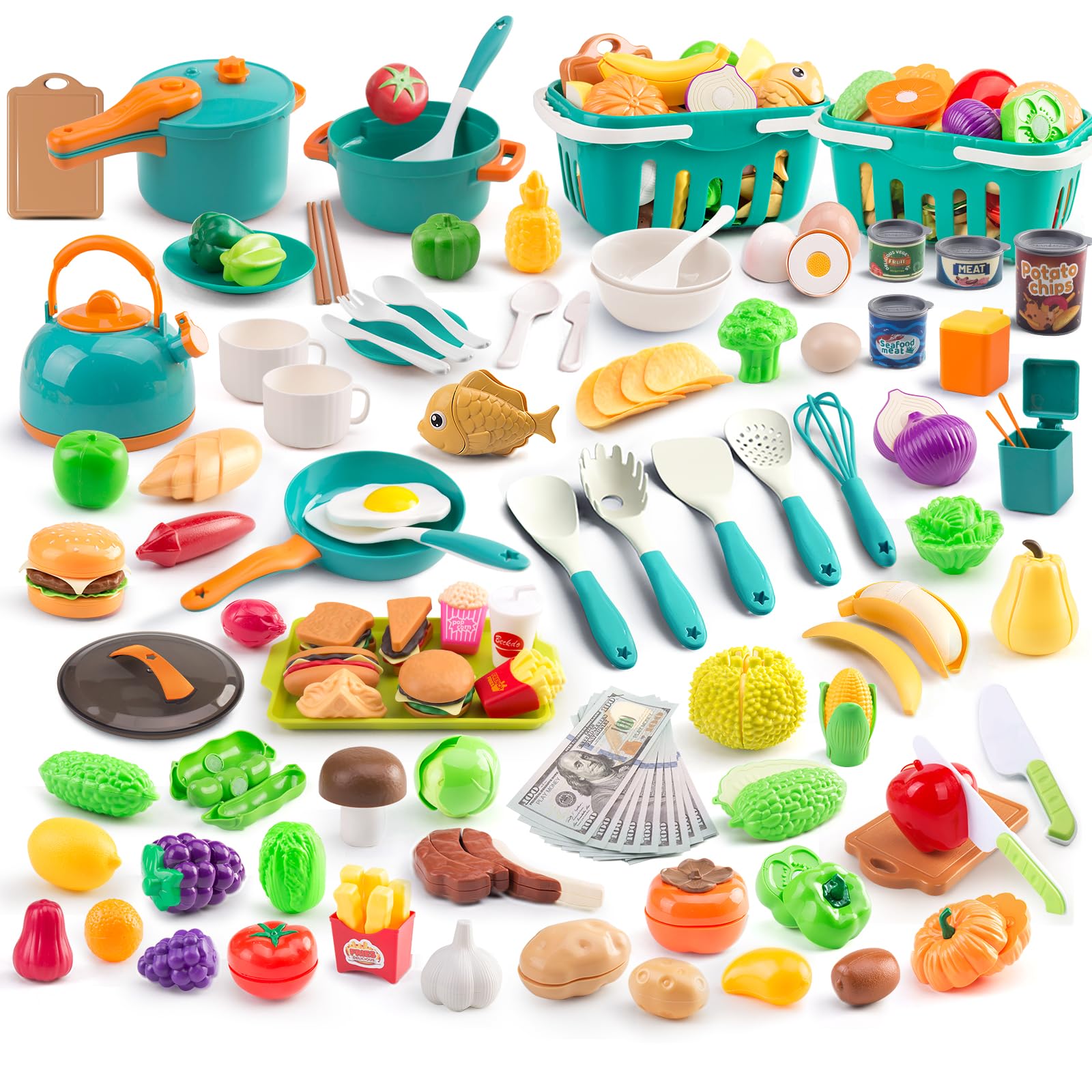 240Pcs Kids Mini Play Kitchen Accessories, Pla