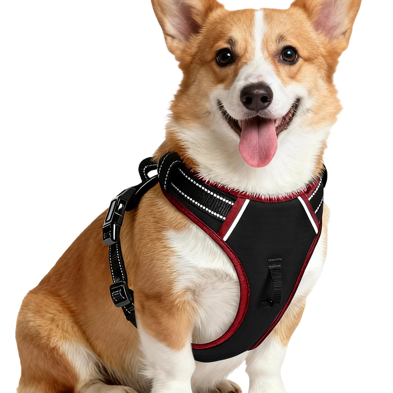 No-Pull Dog Harness — Black/Red