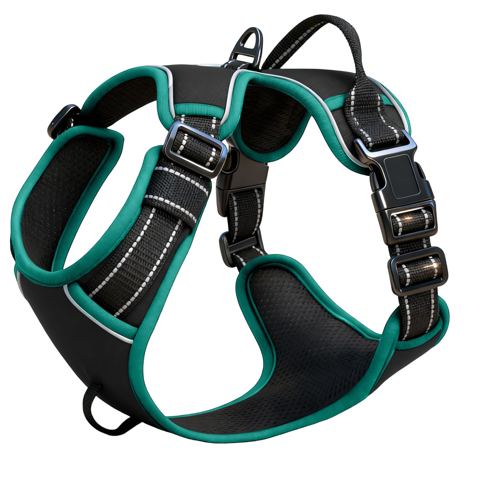 No-Pull Dog Harness — Black/Turquoise