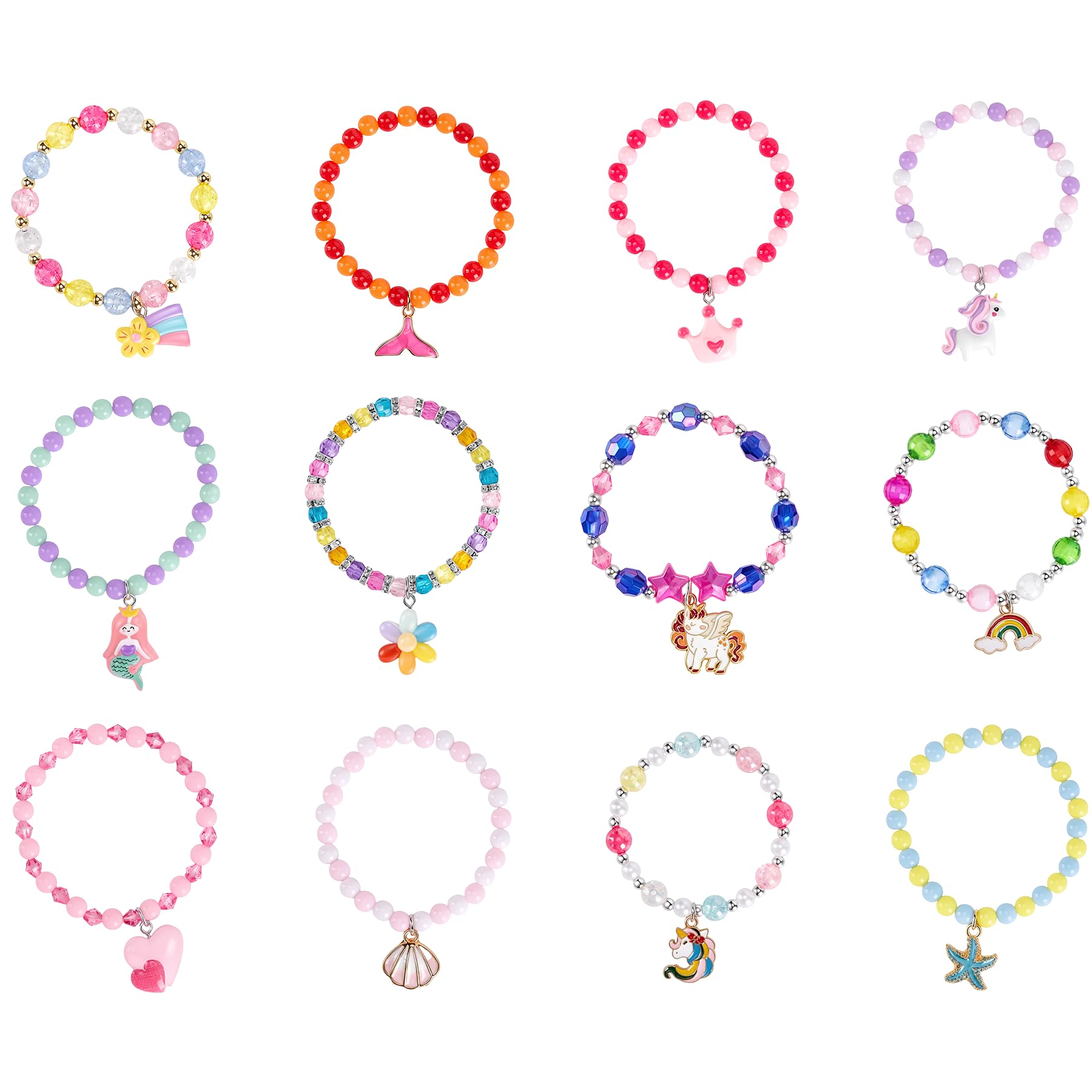 12Pcs Handmade Kids Bracelets for Girls, Cute
